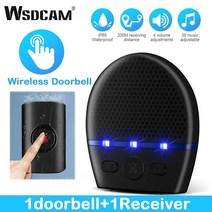 wsdcam 무선 초인종 키트 방수 스마트 원격 300m led 플래시 보안 알람 야외 환영 벨 홈 도어 벨 시스템, 발사통