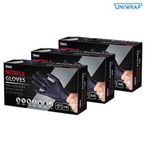유니랩 블랙 니트릴 장갑 100매 x 3통 사이즈 소 중 대 위생 다용도 식품용 장갑, 중3곽, 중(M)