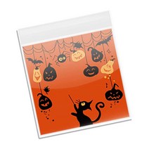 할로윈사탕포장지 100장 쿠키 접착식 비닐포장 답례품, 노란색 - 100장 (50+50장)