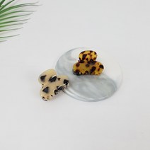 프랑스핀 호피 동글 4 cm 옆머리 포인트 미니 집게핀