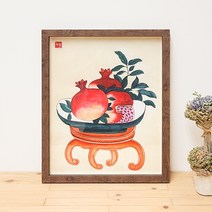 나봄갤러리 소과도 석류 다산 임신 석류그림, 4.내츄럴 브라운 액자