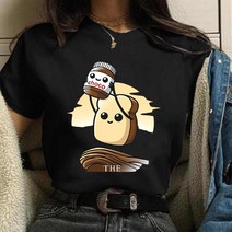 땅콩까는기계 탈피기 농업용 여성 티셔츠 누텔라 땅콩 버터 만화 프린트 하라주쿠 그래픽 반팔 탑 스타일, 01 black-1686_07 4XL