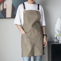 (무료 자수각인) 심플 방수 앞치마 / 카페 바리스타 미용 네일샵 + 내일출고 사은품, 카키(방수원단)