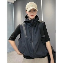 여성 여름 등산복 후드 조끼 트레이닝복 바람막이 얇은 베스트