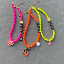 더군자 강아지 고양이 할로윈 이니셜 목걸이, 오렌지, 35-45cm