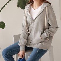 아이에스 여성 기본 무지 3단쭈리 캐주얼 후드 집업 티셔츠 6컬러 봄 가을 교복 학생