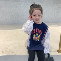 2022 봄 신상품 스웨터 어린이 의류 소녀 아기 서양식 스티칭 스웨터 봄과 가을 유행