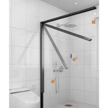 욕조파티션 무타공 방수 샤워커튼샤워실 물막이 부스 셀프 건식화장실 접이식 간이 스텐 설치 샤워부스파티션 인테리어, 상세 페이지 참고, 1. 100cm x 170cm 블랙 프레임