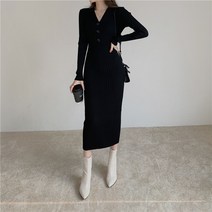 아이엠몽 여성 브이넥 단추 포인트 원피스 비에프