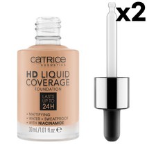 캐트리스 HD 리퀴드 커버리지 파운데이션 40호 웜베이지 30ml 2팩 Catrice Warm Beige, 1개, 기본