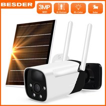 태양광 패널 인버터 설치 태양열 BESDER-3mp 전지 야외 와이파이 IP 카메라 컬러 비전 무선 충전식 배터리 전원 CCTV 비디오 감시, 3MP With 128G Card