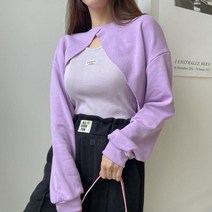 옷자락 [옷자락] 여자 가을 절개 컬러 볼레로 맨투맨 긴팔티셔츠