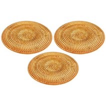 마켓감성 고급라탄 티코스터 3p, 혼합 색상, 3개