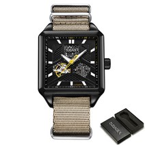 스켈레톤 뚜르비용 기계식 시계 남성 자동 클래식 손넥 탑 밴드