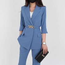로에 벨티드자켓 바지정장세트 여자여름정장 투피스셋업
