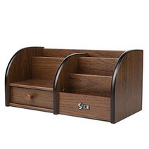 Flexzion Wooden Desk Organizer w/Drawers - Classic Wood Desktop Tabletop Sorter Shelf Rack Cherry Br, 1, 기타