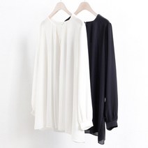 아이우먼 빅사이즈사랑해요 1339L202 셔링 목걸이 블라우스 BG