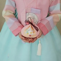 아기 한복 복주머니 악세사리 토끼랑 파랑 분홍 1+1