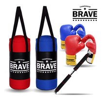 BRAVE 미니샌드백 A세트(샌드백 글러브 철봉), 샌드백블루 철봉 글러브 레드(중)