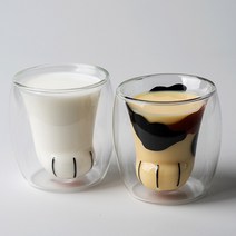 인블룸 고양이발 이중유리컵 (180ml), 풋프린트, 1개