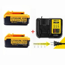 디월트 aleaivy 18v 9.0ah max 배터리 전동 공구 교체 dewalt dcb184 dcb181 dcb182 dcb200 dcb205 18volt 20v, 2pc9a-1pc 충전기