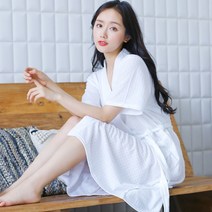 와플샤워가운 샤워로브 여름 목욕가운 WSG04, 그레이, L, 1개