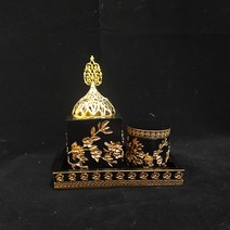 인센스 홀더YXYMCF 3 1 향 홀더 수지 중동 Dukhoon Bukhoor Mabkhara 이슬람 황금 꽃 버너 홈 장식, 02 black