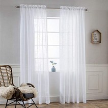 NICETOWN Lined Look Voile Curtains - White Soft Privacy Semi Sheer Drapes for Patio Glass Door Windo, 1