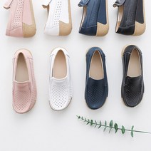 프리티슈 소가죽 펀칭 발편한 키높이 통굽 슬립온 운동화 5cm