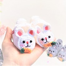 2023년. 깡총 깡총 토끼 아기신발 [DIY]패키지 / 유아덧신 코바늘덧신 토끼신발 아기신발 니트 손뜨개신발, 만삭촬영용~50일, 5/0호, 진그레이