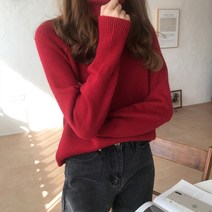 무지 이너 가을 키치한 와이드 루즈핏 크랜베리 체리 작은 키커 보이는 코디 숲 스웨터 여성 1725041557, 레드 M