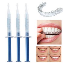 치아미백기계 셀프 치아미백 구강 관리 위생 44% Carbamide Peroxide 치아 미백 키트 Whitener 표백 치과 젤 주사기 정장 3 바늘 + 2 교정기 108864