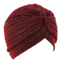 솔리드 컬러 여성 블링 골드 실크 머리띠 매듭 트위스트 터번 모자 따뜻한 모자를 쓰고 있죠 캐주얼 인도 모자 여성 겨울 두꺼운 머리띠