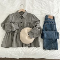 [아이슈즈] 캉캉레이스 셔츠칼라 긴팔 블라우스 1106244