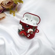와우박스 주문제작 민화 꽃과 나비 낙관 도장 에어팟 버즈 무선 이어폰 케이스, 유광 하드케이스, 에어팟 3세대