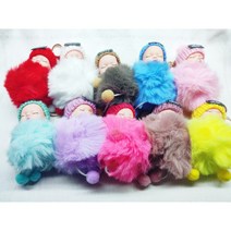 베이비 퍼 키링 에어팟 키링 차 키링, 2.화이트