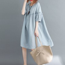 L.ONLINE SHOP4050대 미시룩 중년여성 빅사이즈프릴 5부소매 원피스 원피스 하객룩 트위드원피스 쉬폰원피스 뷔스티에원피스