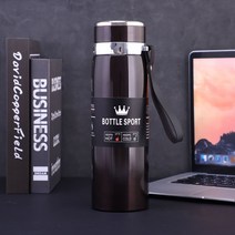 ZZJJC 대용량 탱크 316 스테인리스 텀블러 아웃도어 스포츠 주전자 비즈니스 기프트 컵, 1000ml, 블랙