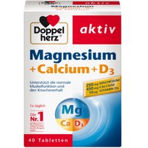 도펠헤르츠 마그네슘 + 칼슘 + 비타민 D3 정제 73.5g (40St), 마그네슘+칼슘+비타민D3 40정