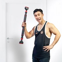 희우스포츠 이중 안전 잠금장치 가정용 세이프락 문틀 철봉, 레드