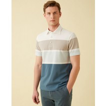 23SS 블루 컬러블록 면혼방 반팔카라티셔츠 DMTS3B021T2