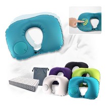 리츠 (LITS) 에어펌핑 쿠션 목베개 여행용 기내용, 퍼플