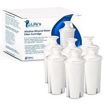 Life Ionizer 알카라인 브리타 피처 교체용 정수 필터 호환 알칼리성 워터 교체 물의 맛과 pH 레벨 향상 6개 팩