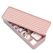 블루레이크 케이블 전선 정리함, 1개, 핑크 2단