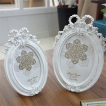 빈티지 타원 화이트 리본 사진액자 2size, 5x7