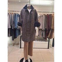 요하넥스 JH. 폭스소매 체크 하프 집업 코트 D2D1JQ60 048 94