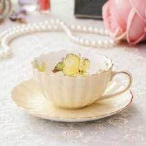 재벌집막내아들 찻잔 핑크 도자기 티 컵과 접시 세트 200ML 영어 오후 차 한 아침 우유 컵 Coffeeware 커피 잔 세라믹, [08] YELLOW