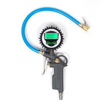 E.T.Shop 디지털 타이어 게이지 공기주입기 / 카플러포함 에어게이지 타이어 공기압 측정 주입체크 자동차 정비공구, 1개, 그레이