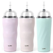 대용량 벤티 뚜껑 빨대 가벼운 텀블러 500ml 이중단열, 핑크라벤더