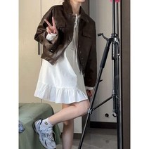 여성용 가죽 자켓 브라운 레트로자켓